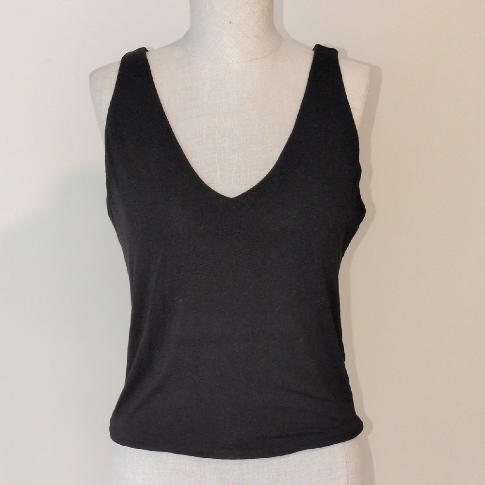 Large Veronica M essentials Black V-Neck Tank Top